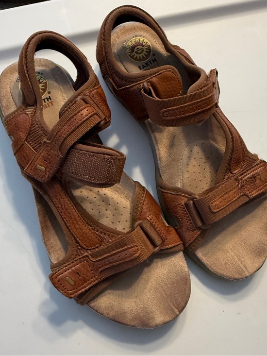 Earth Spirit Shoes - Earth Spirit Adelaide Brown Leather Casual Strap Leather Sandals Womens 8.5